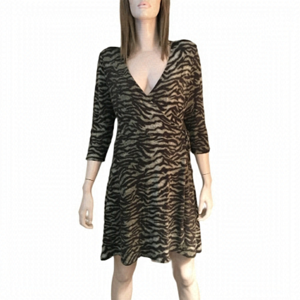 Kitten Soft Faux Wrap Rayon Blend Tiger Dress by Gilli Made USA Versatile